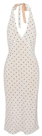 Abito da donna senza maniche con bretelle stampate senza maniche Slim Backless, bianco, S