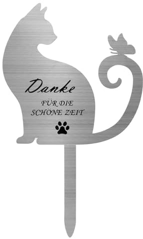 Plaque commémorative chat pierre tombale - Stèle commémorative chat en acier inoxydable 30x18cm résistante aux intempéries - Décoration funéraire de jardin pour maître de chat souvenir animal