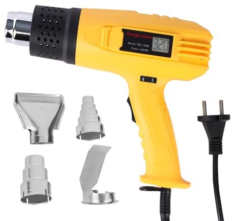 Digital Varmluftspistolsats 2000W, Värmepistol Variabel Temperatur 140℉-1112℉ (60-600℃), Keramisk Värmeelement, 4 Munstycken, Överhettningsskydd, För Värmning, Svetsning och Krimpning