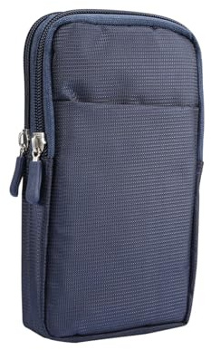 Sac Banane pour Homme Sac de téléphone Portable Universel for Hommes, Pochette Taille for Banque d'alimentation, Poche extérieure en Nylon(Blue)
