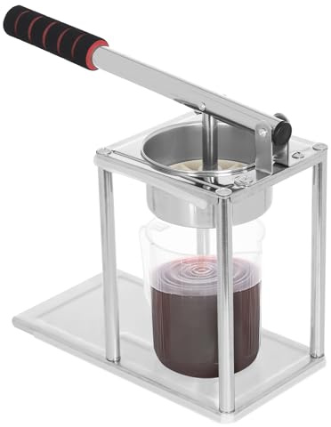 QUIOTUIR - Prensa manual de jugo de acero inoxidable con 500 ml taza de medición manual de prensa de frutas de 11,5 cm de diámetro para prensa de frutas para casa, bares, tiendas de comestibles o