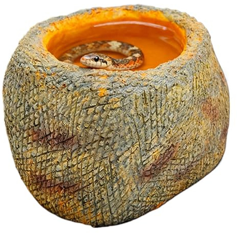 Reptilskål Matarskål i harts med realistisk stenlook för reptiler | Vattenskål för Orm, Terrarium för Ödlor, Gecko, Spindel, – Att Dricka och Bada i Bur Inomhus