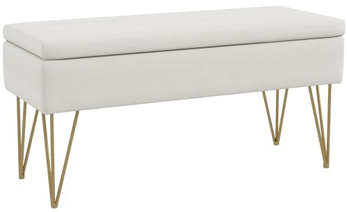 HOMCOM Banco Pie de Cama Tapizado con Patas de Acero Moderno Crema
