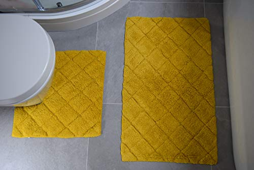 Rapport Kyra Bade- und WC-Vorleger-Set, Ocker, Bathmat (76 X 46cm), Pedestal mat (46 x 45 cm)