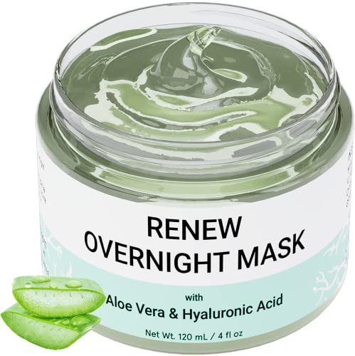 RENEW Nacht Maske Gesicht, Gesichtsmaske beauty- mit Aloe Vera und Hyaluronsäure - Formuliert in San Francisco, Poren, Feuchtigkeitsspendend