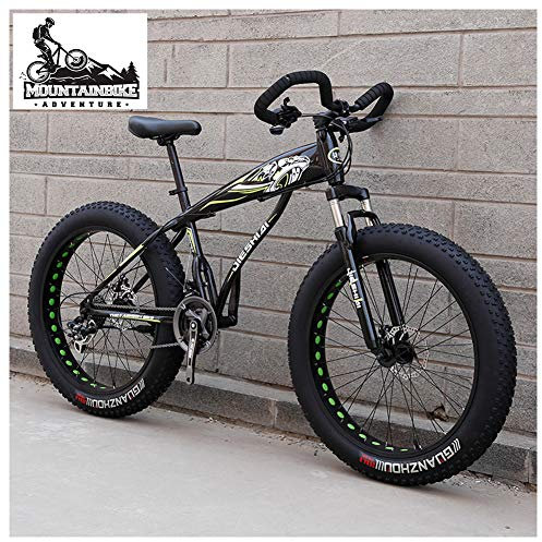 NENGGE Gabelfederung Fette Reifen Hardtail MTB, Herren Damen Zwei Scheibenbremsen Mountainbike, Erwachsenen Fahrräder Rahmen aus Kohlenstoffstahl, Unisex,New yellow2,24 Inch 27 Speed