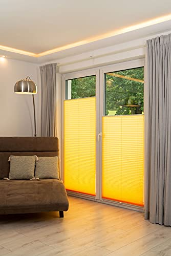 Khome Klemmfix-Plissee, Polyester, Gelb, 90 x 130 cm