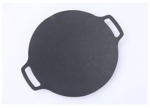ADITAM KANBUN Thick-Walled Cast Iron Frying Pan Roaster Flat Griddle Uncoated Non-Stick Grill Induction Flame Cooking Pot (Color : Nero, Size : 36cm) Double The Comfort