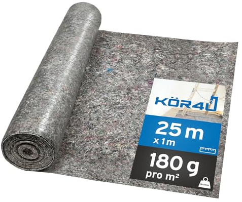 kör4u Malervlies 25m, 180g Abdeckvlies Staubdichtes, Rutschfestes Malervlies für Renovierungen, Umzüge und Heimwerkerprojekte