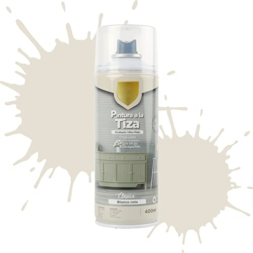 Etrexonline Pintura en Spray Ultra Mate a la Tiza, Chalk Paint Spray, Ideal para Metal,Madera y Cerámica, Acabado de Estilo Vintage - Colores Blanco Roto (400ml, 1 Unidad)
