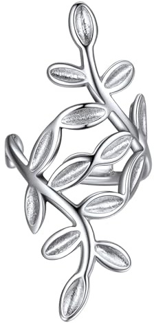 ChicSilver Pendientes Hojas Plata 925 Mujer Clip de Orejas Ear Cuff Falsos