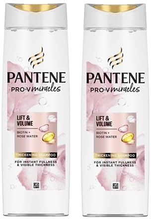 2x Pantene Pro-V Miracles Lift & Volume Thickening Shampoo 225ml, Biotin + Rose Water