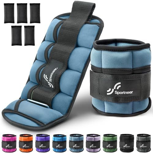 Sportneer Peso Caviglia, Pesi Regolabili da 0,45 a 3,15 kg (1 Paio) / 0,23 a 1,6 kg Peso Polso Durevole per Fitness, Esercizio Fisico, Passeggiate, Jogging, Ginnastica, Aerobica, Palestra, Viola