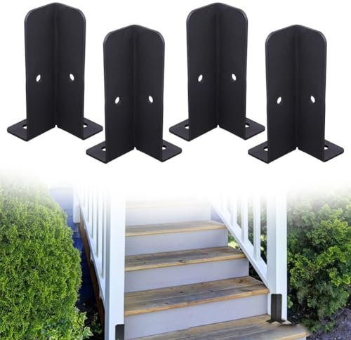 Lot de 4 supports d'ancrage de poteau de terrasse réglables, kit de poteaux de clôture en bois réversible, support de base de pergola en bois, support de base d'ancrage avec vis
