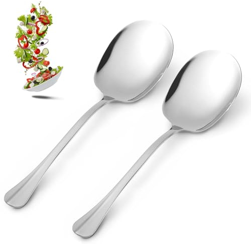 2 Cucchiai da Portata in Acciaio Inox, Posate da Servizio per Insalata, Cucchiaio Grande