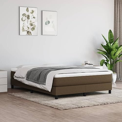 KTHLBRH Bettgestell für Schlafzimmer Hotel-Bettgestell Schlafzimmermöbel Bettrahmen Boxspringbett Dunkelbraun 140x200 cm Stoff für Schlafzimmer, Hotel, Arbeitszimmer