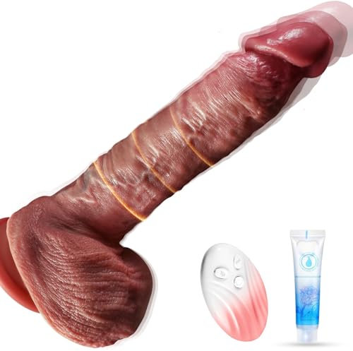 Dildo Realistici con Forte Aspirazione, Vibratori Riscaldato con Stimolatore Del Punto G remoto, Giocattolo Sessuale Dildo Anale in Silicone con 10 Vibrazioni 10 Spinte e Rotazioni