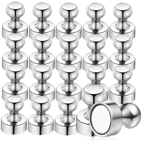 20 Pack Neodymium Magnets for Fridge Whiteboard, 12 x 16 mm Magnetic Push Pins Small Strong White Notice Board Magnets for Crafts, Photo, Map, Office, DIY
