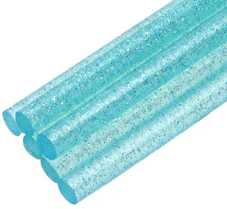 QUARKZMAN 6 Pièces Bâtons de Colle Chaude pour Pistolet, 7mm x 100mm Recharge Universelle avec Flash pour Pistolet à Colle pour Bricolage, Artisanat, Réparations, Loisirs Créatifs, Bleu