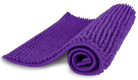 Bestlivings Badematte XXL (Lila) 60x90cm, rutschfest und waschbar - extra saugstarker Badezimmerteppich - Flauschiger Badvorleger, schnelltrocknender Duschvorleger
