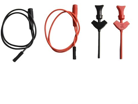 Jotekonoby Clip de gancho de prueba de multímetro con conector de enchufe de 2 mm y mini sonda de agarre para analizador lógico, cable de prueba de latón con resorte con cables de silicona y fuego