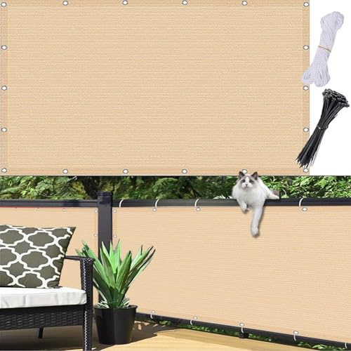 Cream Balcony Cladding 95 x 770 cm96% Privacy & Wind/Dust Protection Weatherproof AntiUV Durable Cover with Eyelets for Garden Outdoor Use