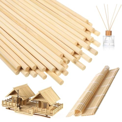 150 Pieces 300 mm x 3 mm Wooden Dowel Rods | Wooden Dowels, Unfinished Craft Sticks, Long Wood Dowels for Crafts, Decoration, Model Making, Cake Dowels, DIY Woodworking