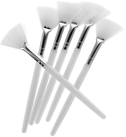 Operitacx 6 Pinceles Aplicadores para Mascarilla Facial Abanico, Cepillos de Belleza en Color Claro, Herramienta para Cuidado Facial, Set de 6 Piezas para Spa y Maquillaje Profesional