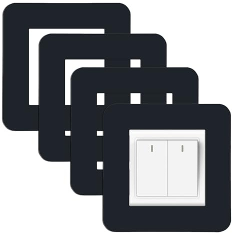 4PCS Light Switch Cover Plates, Premium Light Switch Surround with Strong Adhesive Backing, Easy to Install, Standard Size for Home Decoration & Protection, Black