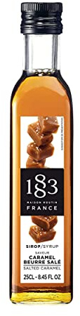 1883 Maison Routin Premium Salted Caramel Coffee Syrup – Indulgent Blend For Lattes, Frappes, Desserts & Baking, Allergen-Free, Vegan-Friendly, 250 Ml Glass Bottle