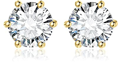 JewelryPalace Orecchini a Bottone Donna in Argento 925 con Zirconia Cubica, Pietre a Taglio Rotondo, Solitario in Tre Oricli