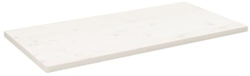 vidaXL Piano Tavolo Bianco 110x60x2,5 Legno Massello Pino Rettangolare, Piano Tavolo in Legno, Piano Tavolo da Pranzo, Piano tavolino