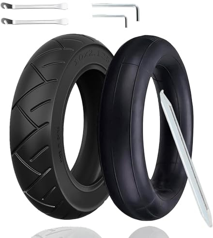 OUXI Neumático de 10 pulgadas con tubo de 10 x 2.125 0°, ángulo de válvula antideslizante, para scooter eléctrico o scooter eléctrico, neumáticos de goma con 3 herramientas de montaje