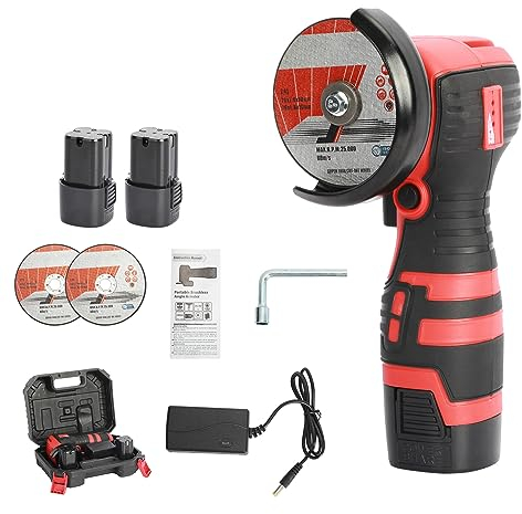 Cordless Angle Grinder,18V 550W 19500 RPM Mini Angle Grinder Cordless with 2x2000mAh Battery and Charger,2 Diamond Cutting Discs,75mm Side Disc for Cutting,Grinding,Polishing and Sanding