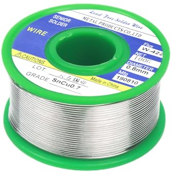 Alambre de Soldadura Sin Plomo 0.8mm, Rollo Estaño para Soldar 100g, Cable Estaño Sn99,3% Cu0,7%, Carrete de Alambre de Estaño con Núcleo de Colofonia, Hilo de Estaño para Soldadura Eléctrica