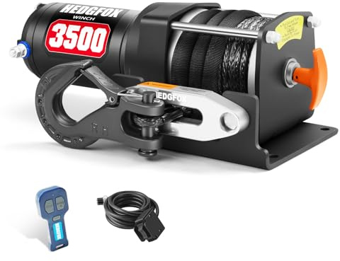 3500lb Winch Kit, Synthetic Rope, IP65, Wireless Remote, Rocker Switch, ATV
