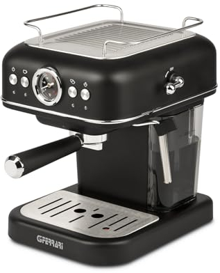 G3 Ferrari G10188 Alchimia Macchina da Caffè Espresso, 15 Bar, Compatibile con Cialde e Caffè in Polvere, Cappuccinatore, 3 Filtri INOX, Serbatoio 1.2L, Funzione Standby e Sleep, Scaldatazze