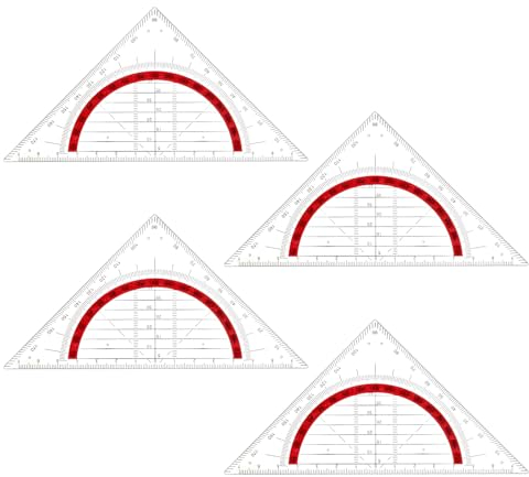 Vicloon Geodreieck, 4 Stück Geometrie Dreieck Lineal Set, 15.5cm Geodreieck Geodreieck aus Kunststoff Zeichendreieck Winkelmesser Set Plastik Geometriedreieck für Studenten Büro Designer Malerei
