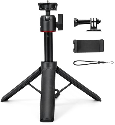 YOPUTBO Extendable Mini Tripod,8-23.6inch Height Adjustable 360 Rotation Ball Head Handheld Vlog Small Camera Tripod for GoPro Hero 13/12/11/10/9/8/7/Max DJI Osmo Pocket 3 Action 5 Pro