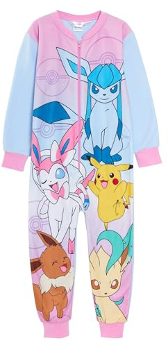Pijama de forro polar con cremallera para niñas, todo en uno, diseño de Pokémon
