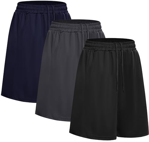DDOBB Sporthose Herren Kurz 3er Pack Shorts Gym Mit Taschen Laufhose Herren Sommer Kordelzug Basketball Trainingshose