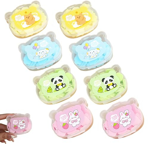 YANJIY 8 Piezas Mini Hojas De Jabón Portátiles, Hojas De Jabón De Viaje, Jabón De Papel, Minijabones Portátiles, para Viajes, Camping, Oficina (Forma De Pétalo 4 Aromas)