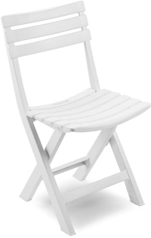 Sicignano | Sedia Pieghevole Bianca, Leggera e Comoda per Interni ed Esterni, 44x41x78 cm, Polipropilene - Giardino Balcone Terrazzo Spiaggia (1)