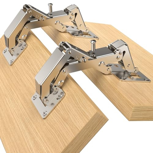 Furniware 10 Pack 170 Degree Soft Close Cabinet Hinges, Slow Smooth Frameless, Hidden Concealed Door Hardware, Surface Mount, Lid Support Trap Door, Self Closing for Kitchen Cupboard Lazy Susan Corner