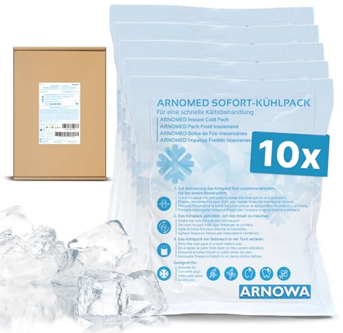 10x ARNOMED® Engångs omedelbara kylkuddar 15x17cm, direktkylningspack att knäcka, instant cold packs för svullnader och skador, engångs-kylkompresser för sport och första hjälpen, Coolpack