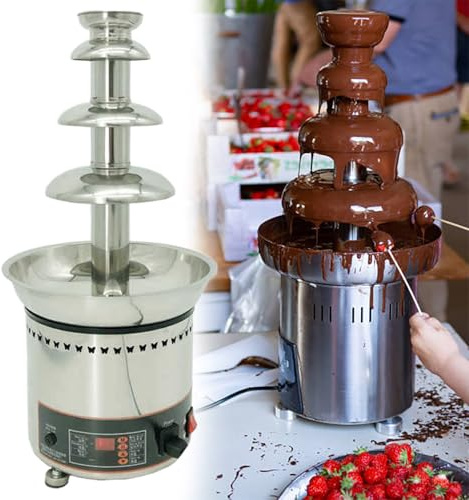 Rostfritt stål elektrisk chokladfondue fontänmaskin, chokladfontän för ost, sås, likör, jul, bröllop, födelsedagsfest (4tiers)