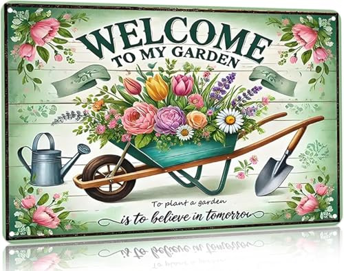 VIOFLUENT Metal Garden Sign, 8 x 12 Inch (Welcome)