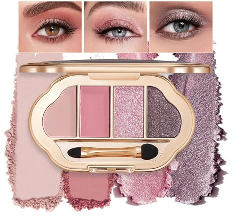 Muorruo Palette d'ombres à paupières avec 4 couleurs, nuances mates et scintillantes, fard à paupières hautement pigmenté, facile à estomper et longue tenue, idéal pour un maquillage naturel de