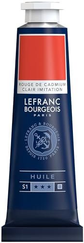 Lefranc Bourgeois 810009 feine Ölfarbe, lichtecht mit hervorragender Deckkraft & hoher Farbintensität, gleichmässiger Konsistenz und optimaler Mischbarkeit, 40ml Tube - Kadmiumrot Hell Farbton