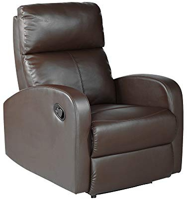 MOMMAHOME® Sillón Relax reclinable, TAVIRA - Sillón Reclinable Manual - Material Piel Sintetica PU/Metal Color Marrón, Medidas: Ancho 71 x Profundo 93 x Alto 101 cm